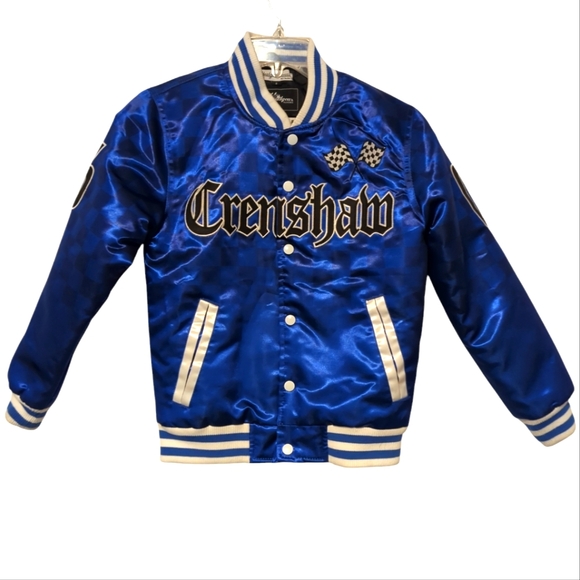 Headgear Classic Blue Crenshaw Satin All Star Elite Bomber Jacket Small Teen - Picture 3 of 14